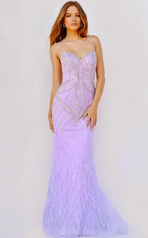 silk prom dressesJovani 08550 Lilac Spaghetti Strap Beaded Prom Dress