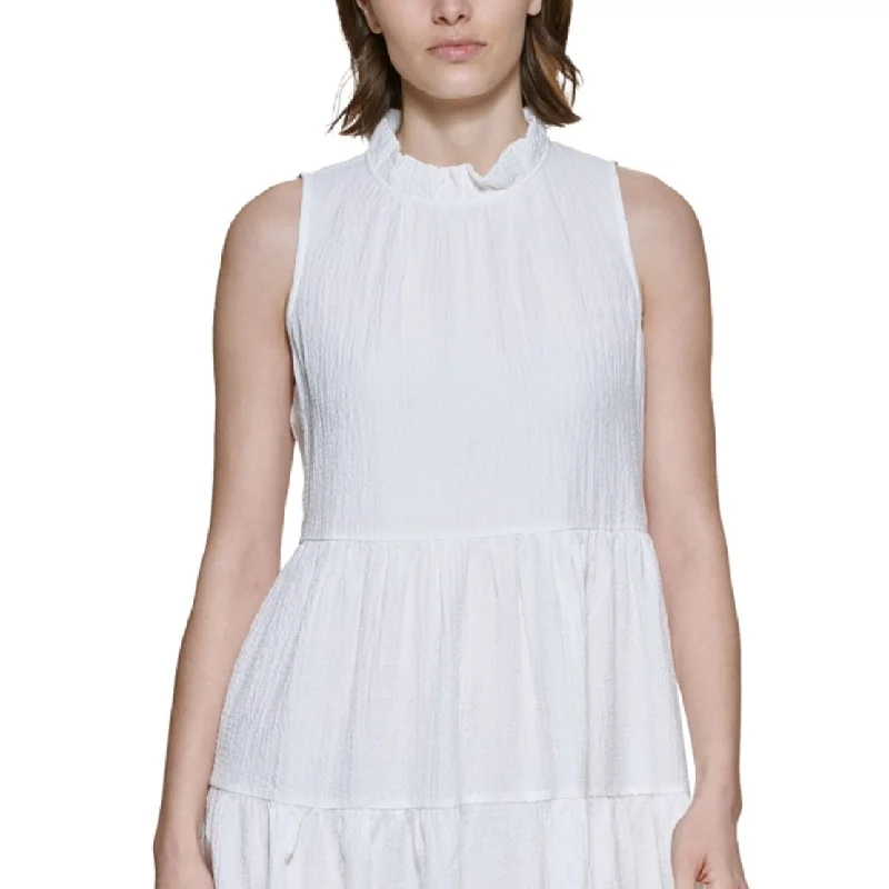 Sleeveless Dress For WeddingCalvin Klein Women's Sleeveless Tiered Dress White Size 10