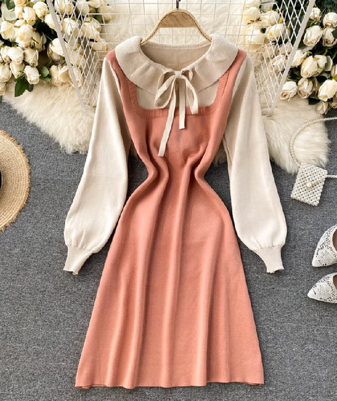 Flowing Chiffon Long Sleeves DressSweet long sleeve sweater sweater dress  975