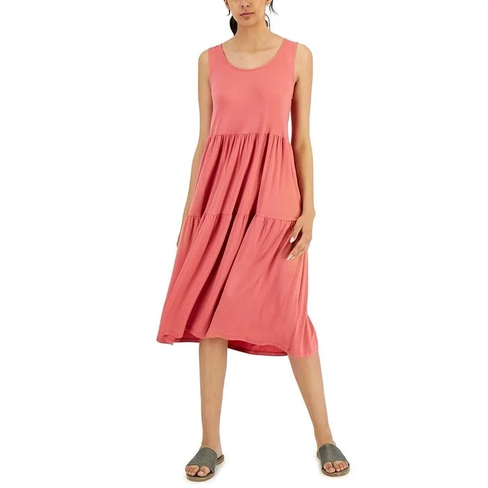 Sleeveless Dress In SatinEileen Fisher Women's Sleeveless Tiered Dress Pink Size Medium