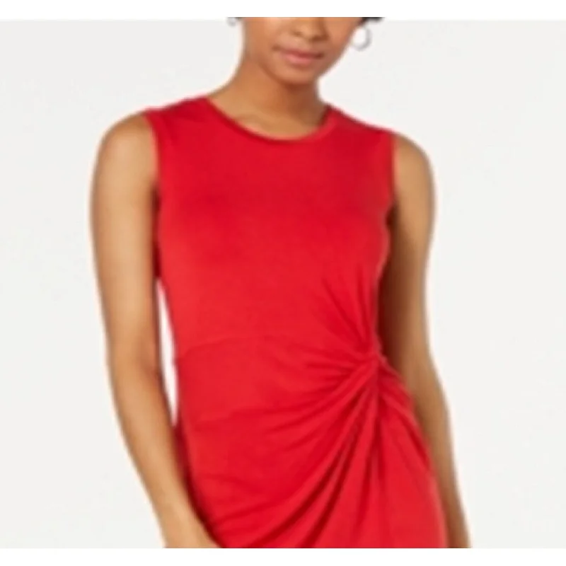 Sleeveless Dress With BeltMaison Jules Women's Twist Front Sleeveless Jewel Neck Above The Knee Sheath Dress Red Size X-Small