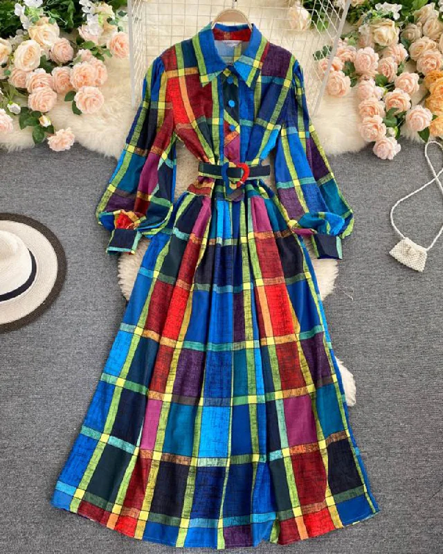 Flirty Floral Long Sleeves DressAmazing plaid long sleeve shirt dress fashion dress  1014