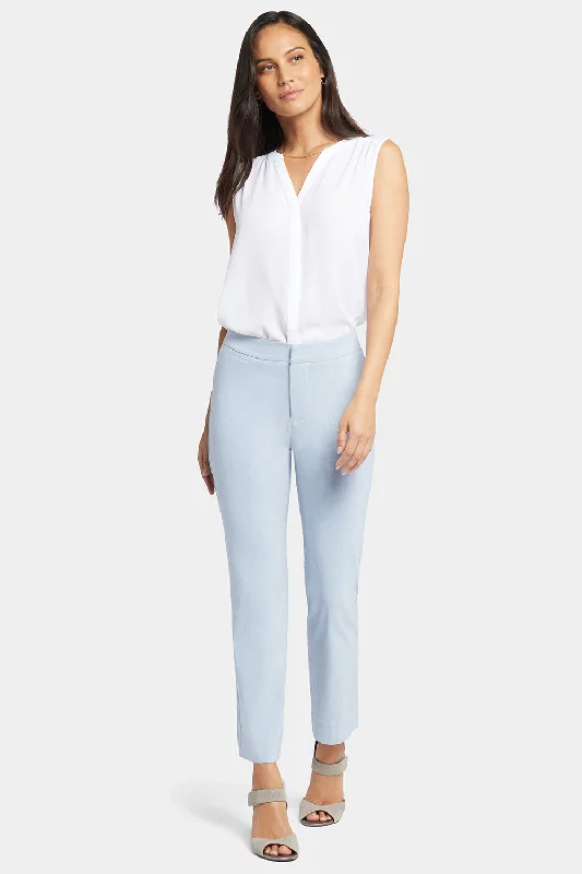 women's cotton pantsSlim Trouser Ankle Pants - Light Blue Heather