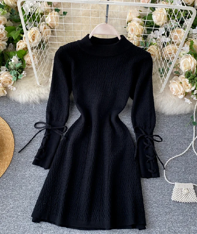 Fancy Long Sleeves Ball GownKnitted long sleeve dress sweater dress  193