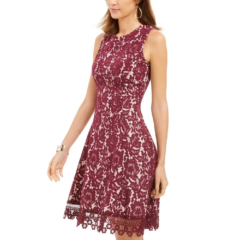 Sleeveless Dress With Floral PrintsDonna Ricco Women's Sleeveless Lace Dress Dark Red Size 10