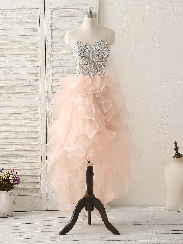 prom dress color trendsPink Sweetheart Neck Rhinestones Organza Prom Dress Pink Homecoming Dresses