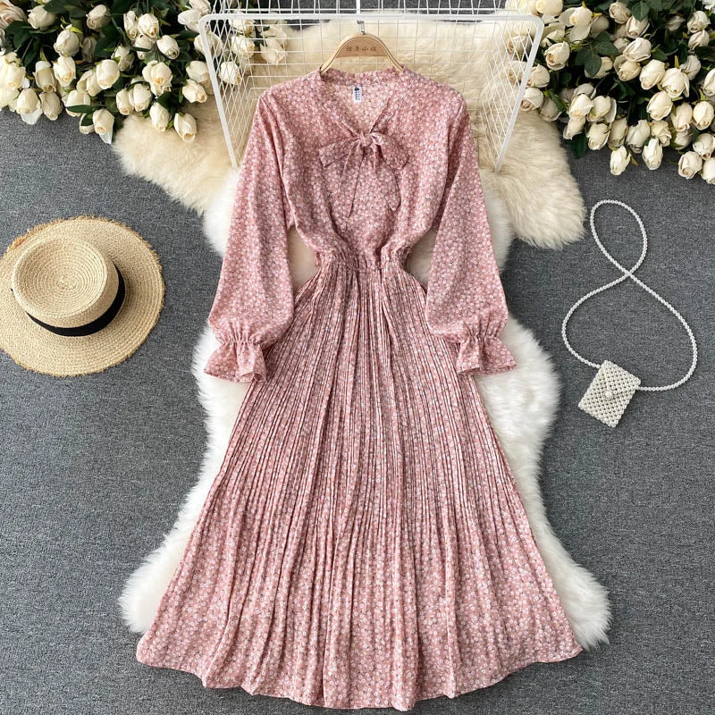 Fabulous Silk Long Sleeves DressCute floral long sleeve dress fashion dress  470