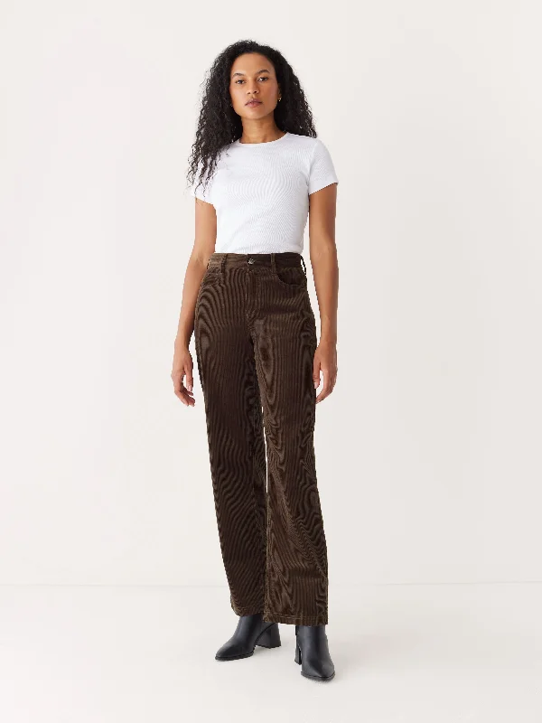 women's striped pantsThe Annie Straight Corduroy Pant in Dark Brown