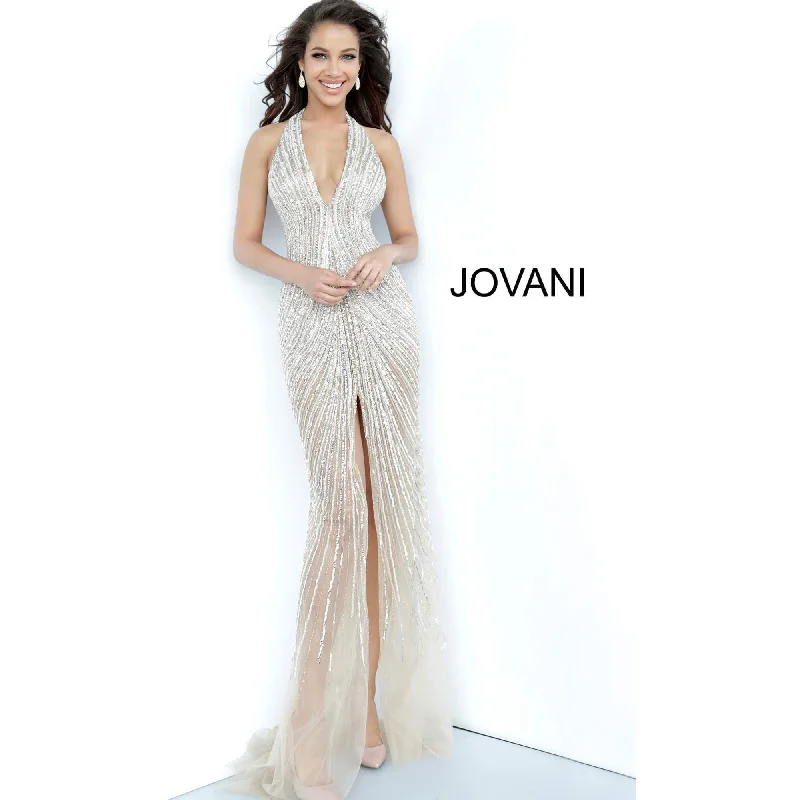 illusion sleeve prom dressesNude Beaded Sexy Jovani Prom Dress 2609