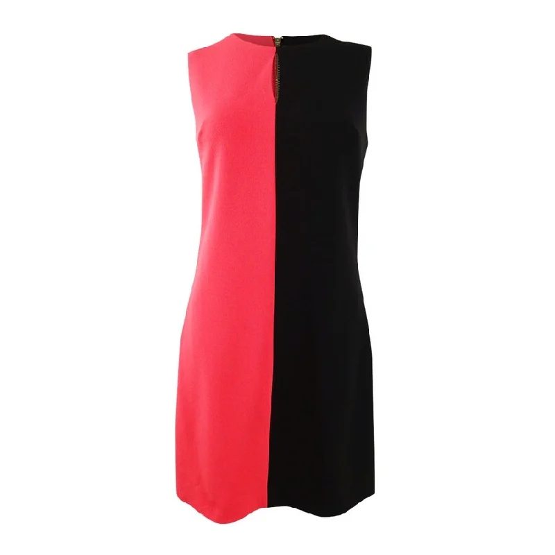 Sleeveless Dress With Floral PrintsCalvin Klein Women's Sleeveless Colorblock Shift Dress (2, Watermelon/Black)