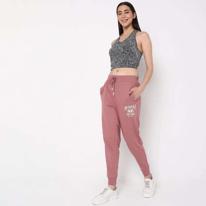 women's embroidered pantsRegular Fit Graphic High Rise Joggers