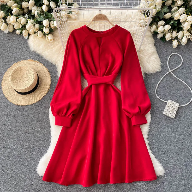 Flexible Long Sleeves Bridesmaid DressCute long sleeve A line dress fashion dress  415