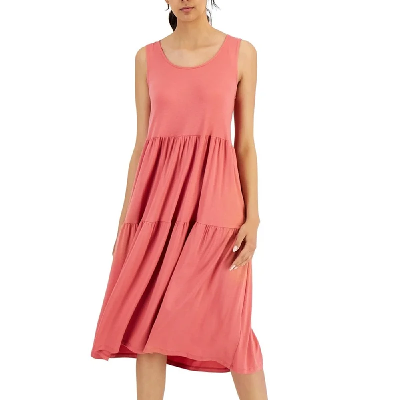 Sleeveless Dress In RayonEileen Fisher Women's Sleeveless Tiered Dress Pink Size X-Large