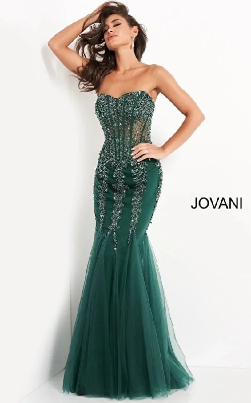 long prom dressesJovani 5908 Embellished Strapless Prom Dress