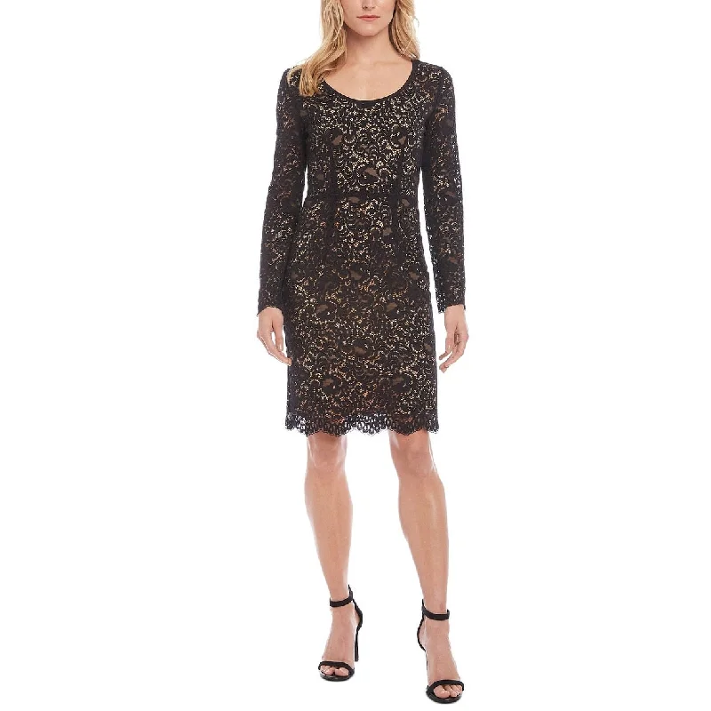 Flexible Fit Long Sleeves DressKaren Scott Women's London Long Sleeve Lace Cocktail Dress Size Medium - Brown Black Size Medium