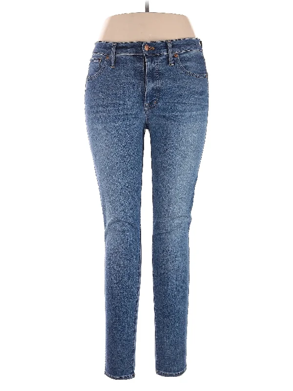 women's denim jeans with raw hemsHigh-Rise Skinny Jeans in Medium Wash