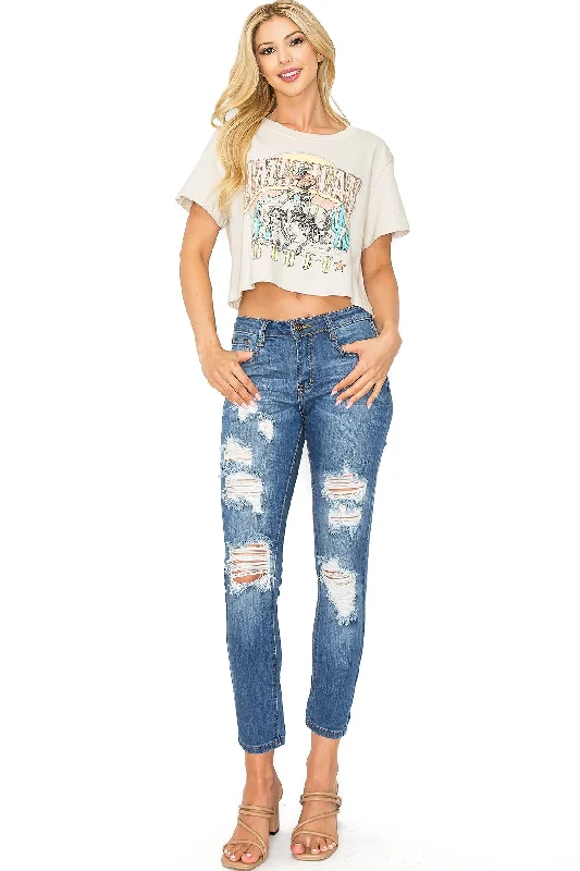 women's dark denim jeansCruise Mid-Rise Skinnys