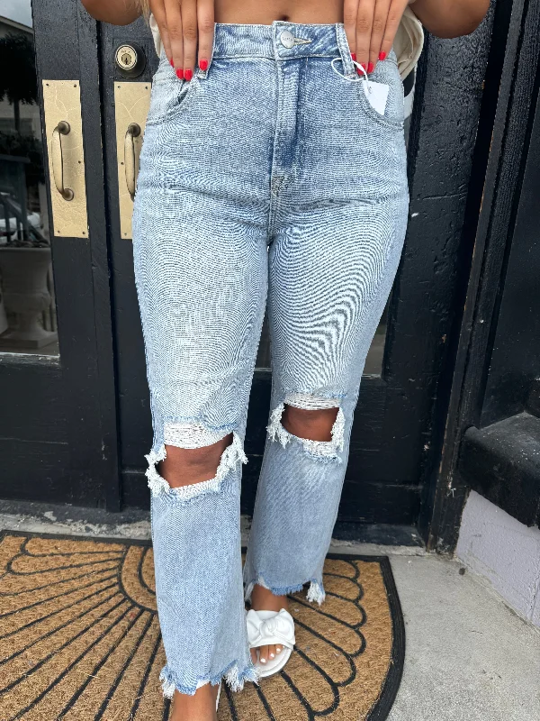 women's denim jeans with floral embroideryJamie high rise-drop straight jeans- Risen