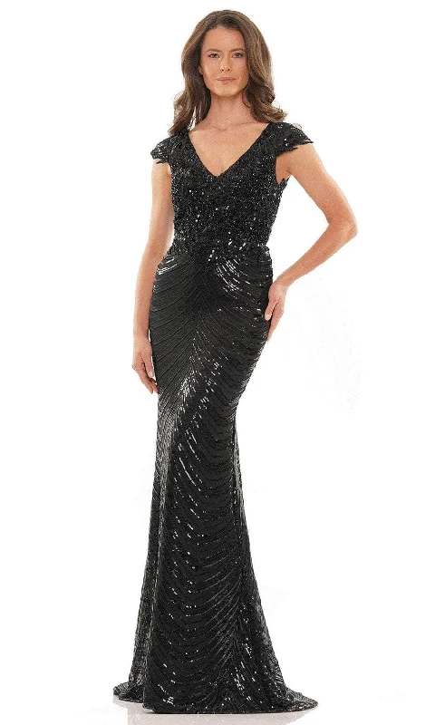 Formal Dress for Winter WeddingsMarsoni by Colors M315 - Cap Sleeve Beaded Formal Dress