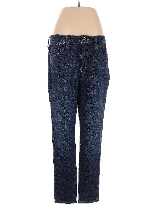 women's denim jeans with geometric patternsMid-Rise Straight-leg Jeans in Dark Wash