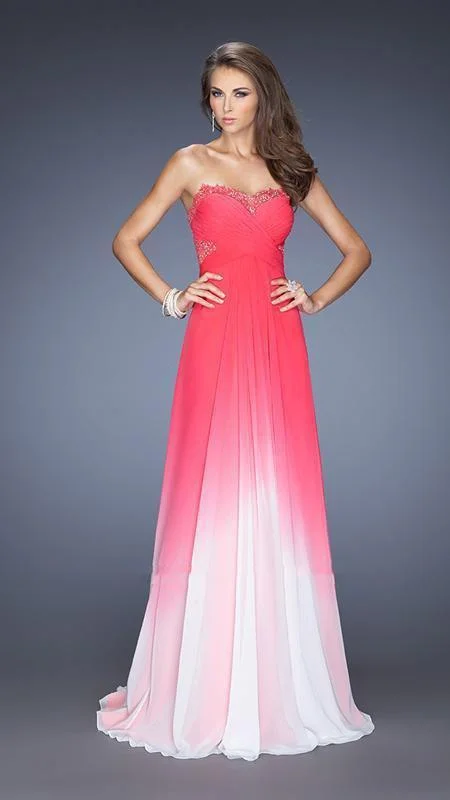 Formal Dress for Semi-Formal EventsLa Femme - 20167 Ombre Lace Trimmed Sweetheart A-Line Gown