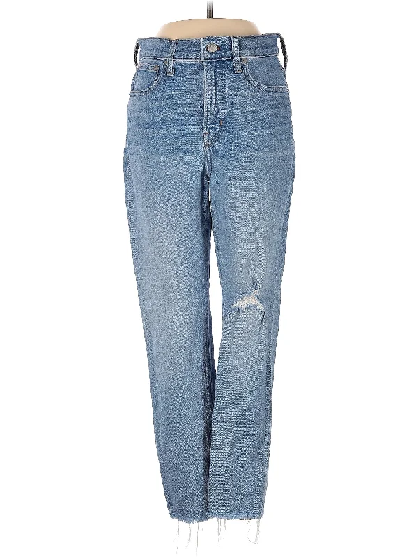 women's denim jeans with distressed hemsMid-Rise Boyjeans Jeans