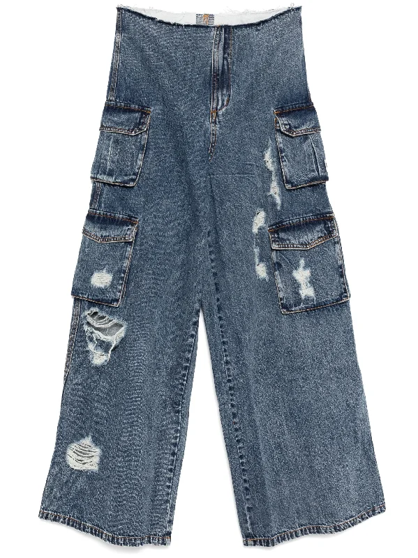 women's denim jeans with distressed hemsCargo Jeans