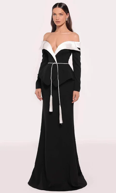 Formal Dress for Formal DinnersTarik Ediz 98841 - Two-Toned Off Shoulder Gown