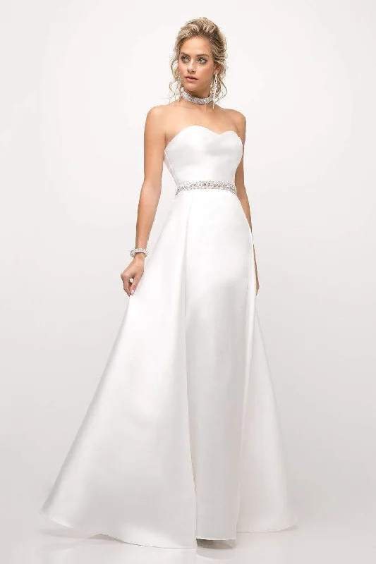 Formal Dress for Academic AwardsCinderella Divine - UT253 Strapless Mikado Crystal Beaded Belt Gown