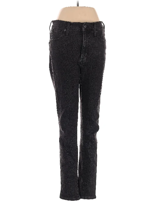 women's distressed denim jeans with holesHigh-Rise Straight-leg Jeans in Dark Wash