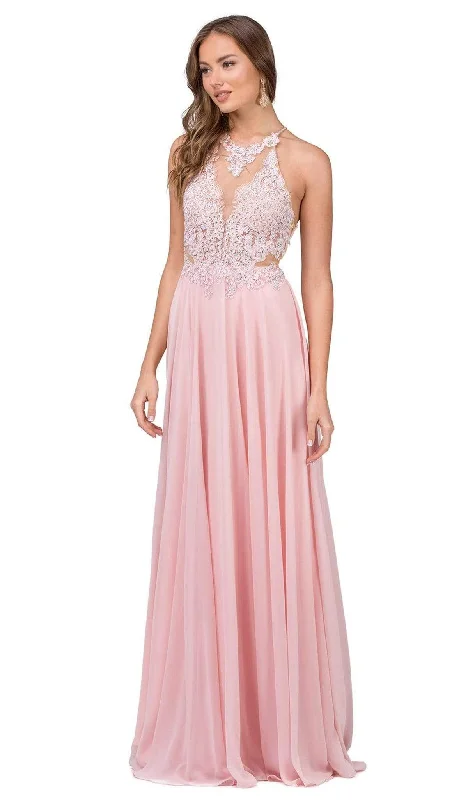 Formal Dress for Opera NightsDancing Queen - 2015 Lace Embellished Illusion Bodice Chiffon Gown