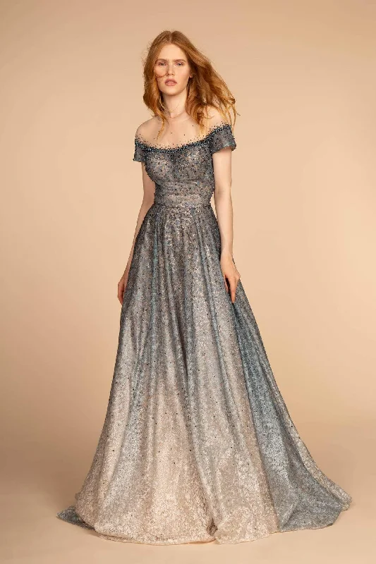 Formal Dress Shopping GuidesGLS by Gloria - GL2558 Two Tone Embellished Lace A-line Gown