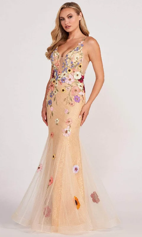 Formal Dress Rental ServicesColette By Daphne CL2085 - Floral Embroidered Tulle Mermaid Gown