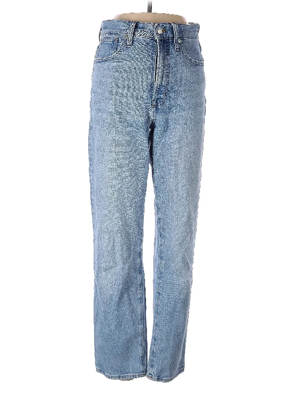 women's denim jeans with fake pocketsMid-Rise Straight-leg Jeans in Light Wash