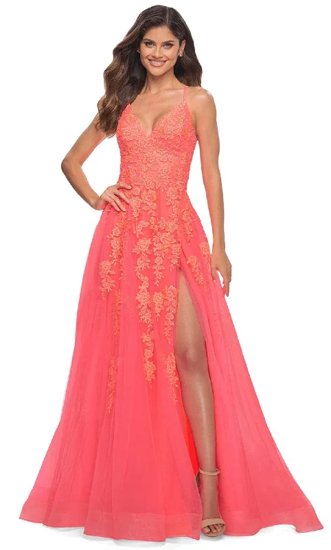 Formal Dress for Eco-Friendly ThemesLa Femme 30637 - Embroidered Tulle A-line Gown