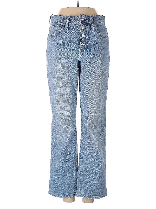 women's denim jeans with button-fly closureMid-Rise Bootleg Jeans in Light Wash