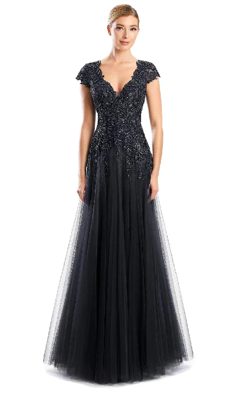 Formal Dress for Military BallsAlexander by Daymor 1755S23 - V Neck Laced A-Line Gown