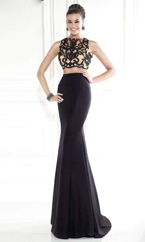 Formal Dress for Business EventsTarik Ediz - 92564 Embroidered Crop Top Two-Piece Gown