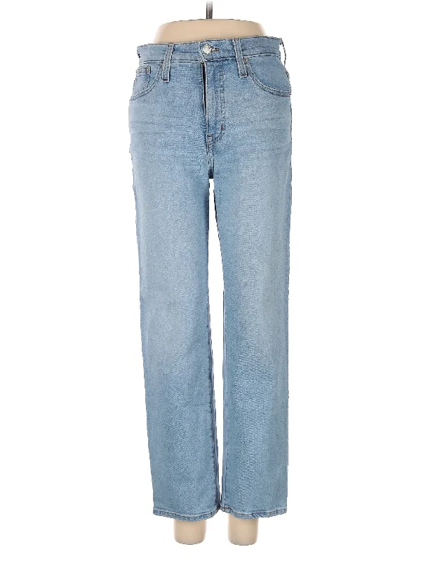 women's denim jeans with rhinestonesHigh-Rise Straight-leg Jeans in Light Wash