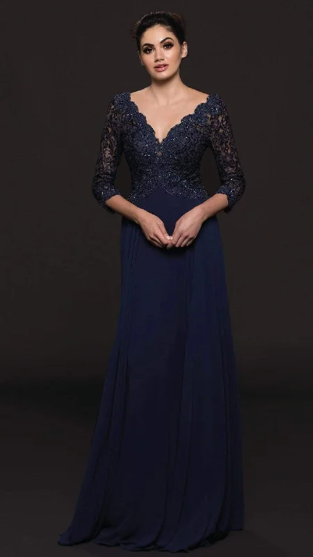 Formal Dress for Corporate AwardsMarsoni by Colors - Quarter Sleeve Scalloped Lace Gown M225