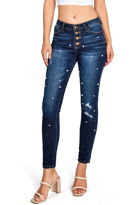 women's denim jeans for everyday wearPearl Drop Ankle Skinnys