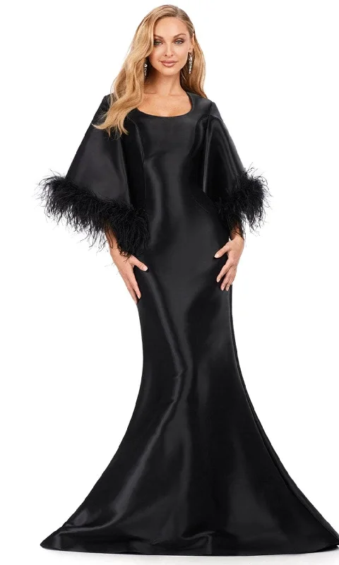 Formal Dress for Cruise Ship EventsAshley Lauren 11381 - Feather Trimmed Trumpet Gown