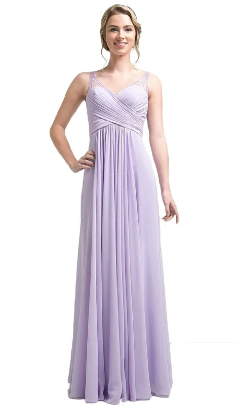 Formal Dress for PromsCinderella Divine - Strapless Crisscrossed Bodice A-Line Long Formal Gown