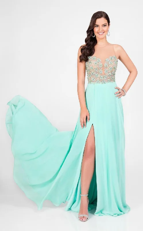 Formal Dress for Beach WeddingsTerani Couture - Illusion Sweetheart Chiffon Gown 1712P2512