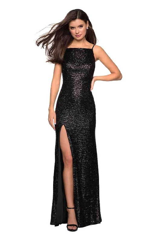 Formal Dress for Large WeddingsLa Femme - 27585 Sequined Backless High Slit Long Gown