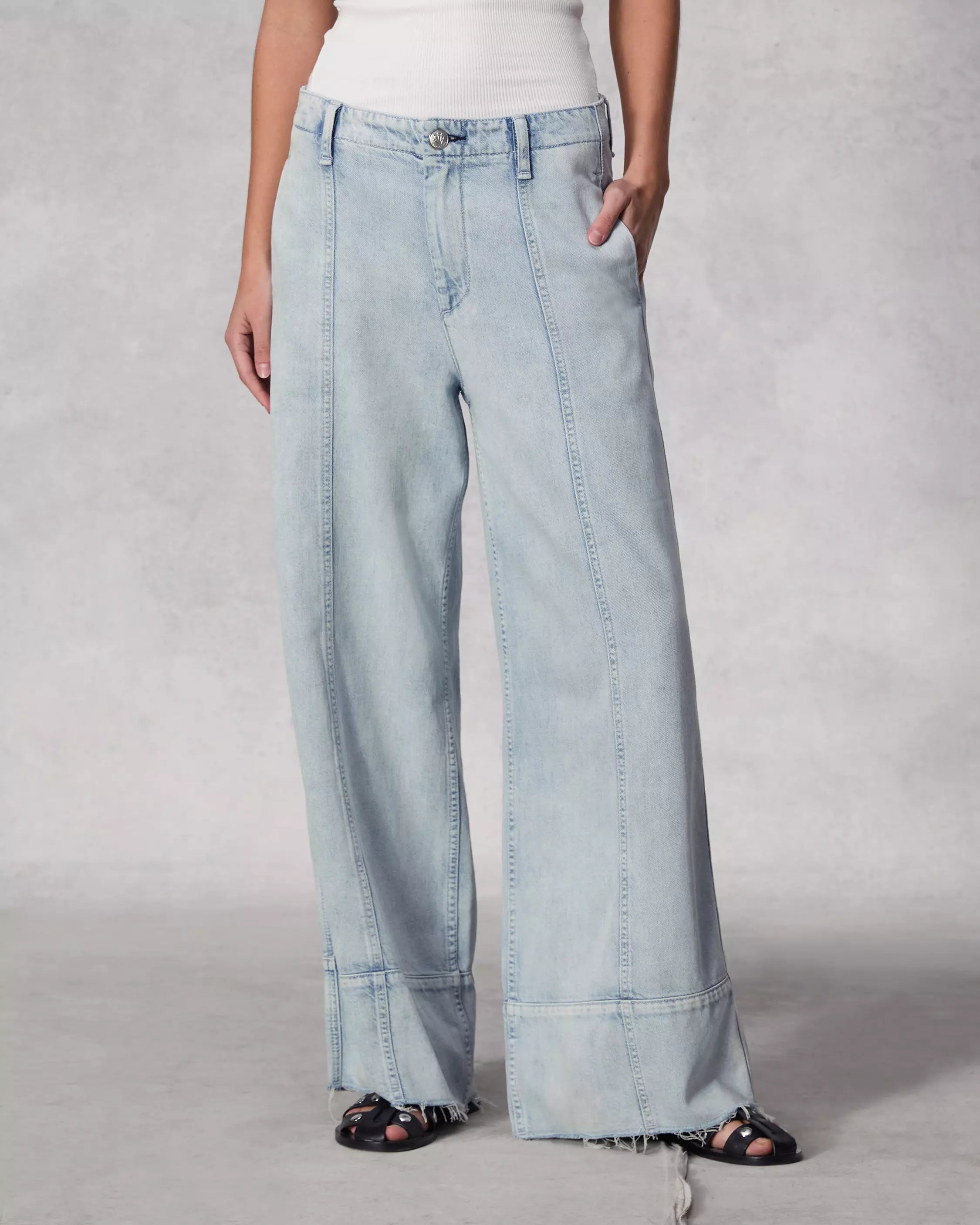 women's faded denim jeansR&B Featherweight Arianna Cropped Palazzo in Aliah