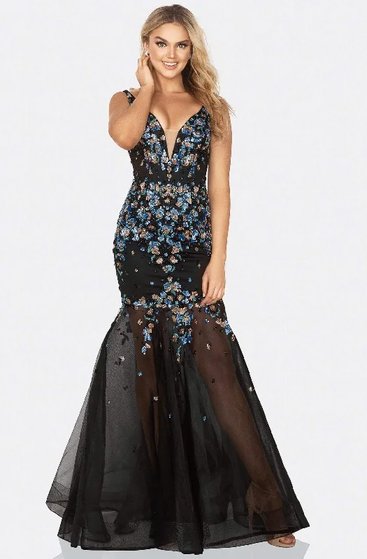 Formal Dress for Awards CeremoniesTerani Couture - 2012P1357 Trailing Floral Beaded Trumpet Gown