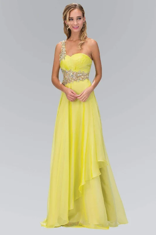 Formal Dress for Glamorous ThemesElizabeth K - GL1083 One Shoulder Jewel Embellished Chiffon Gown