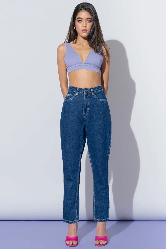 women's denim jeans for a flattering silhouetteContrast Blue Mom Jeans