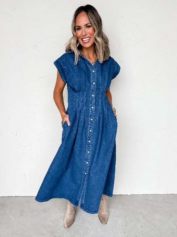 affordable midi dressesDenim Dreams Midi Dress